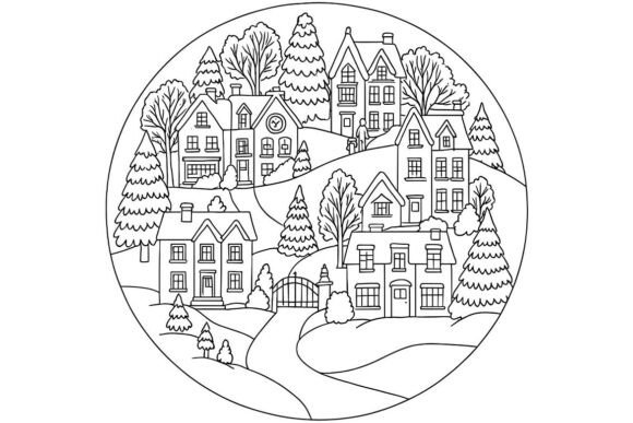 Christmas Village Hand Embroidery Pattern