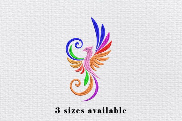 Colorful Phoenix Bird Embroidery