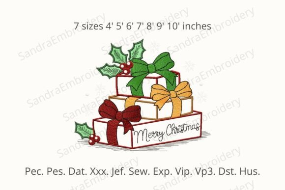 Coquette Bow Merry Christmas Embroidery