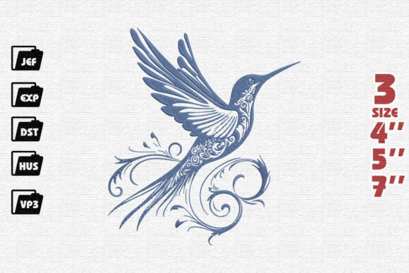 Elegant Blue Filigree Hummingbird