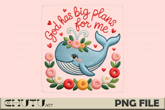 Faith Whale Embroidery PNG