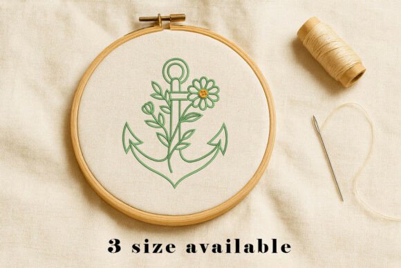 Floral Anchor Embroidery Design
