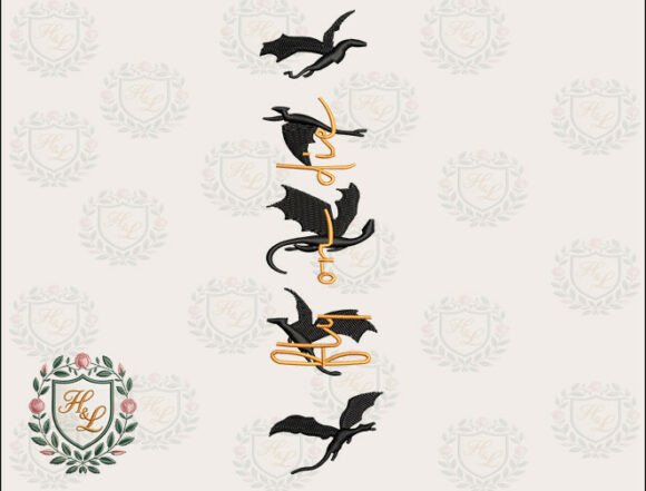 Flying Dragons Embroidery Files