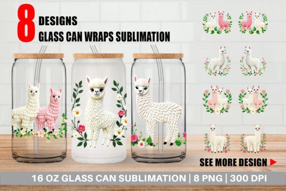 Glass Can Alpaca Embroidery