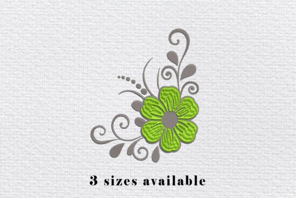 Green Floral Corner Embroidery File
