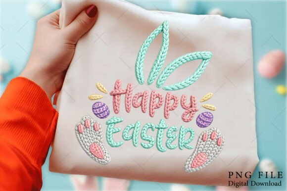 Happy Easter Faux Crochet Embroidery Pn