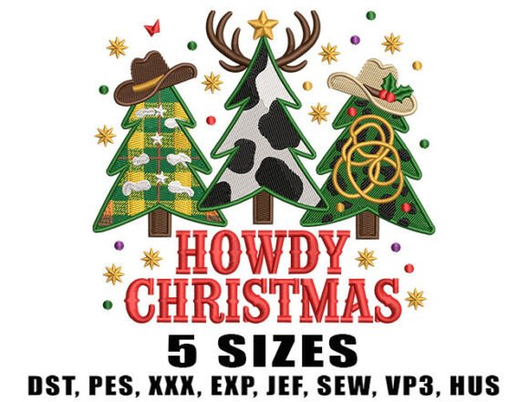 Howdy Christmas Tree Embroidery Designs
