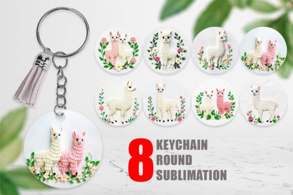Keychain Alpaca Embroidery