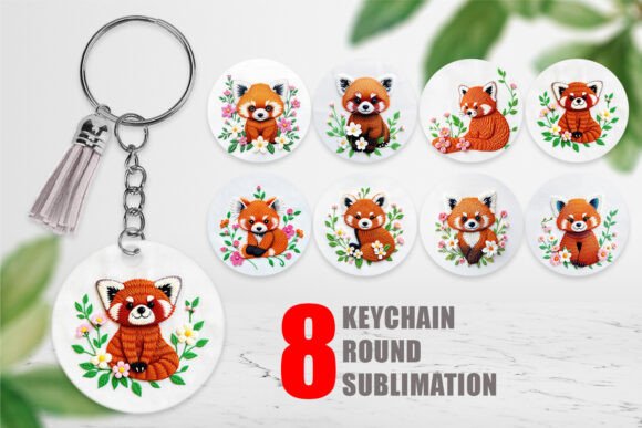 Keychain Red Panda Embroidery