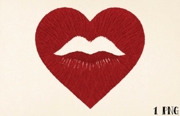 Kiss Heart Embroidery Design