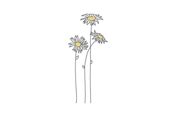 Minimalist Daisy Flowers Embroidery Design