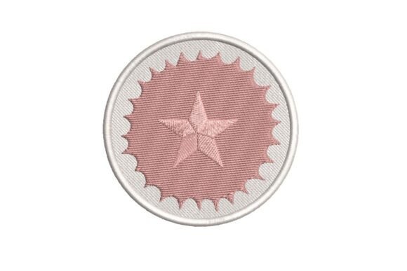 Pink Star Badge Embroidery Design
