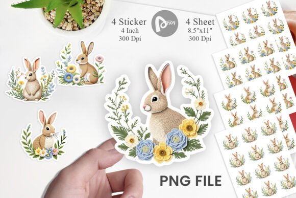 Rabbit Embroidery Sticker