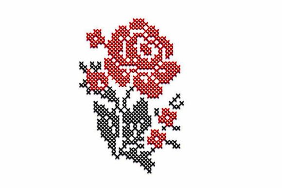 Rose Folk Cross Stitch Embroidery Design