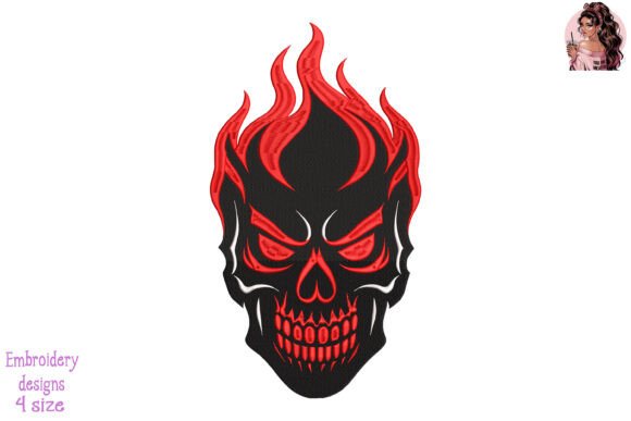 Skull Flames Embroidery