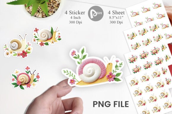 Snail Embroidery Sticker
