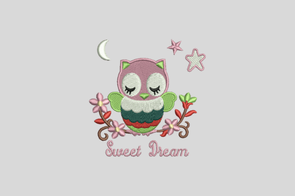 Sweet Dreaming Owl Embroidery Design