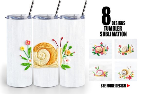 Tumbler Snail Embroidery