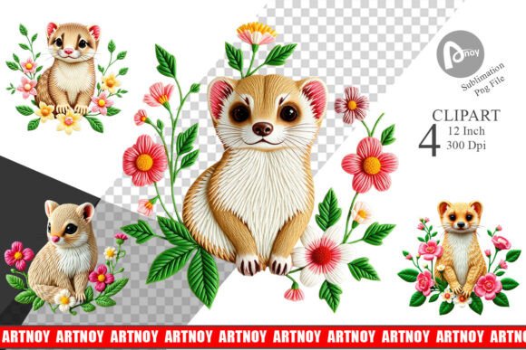 Weasel Embroidery Clipart