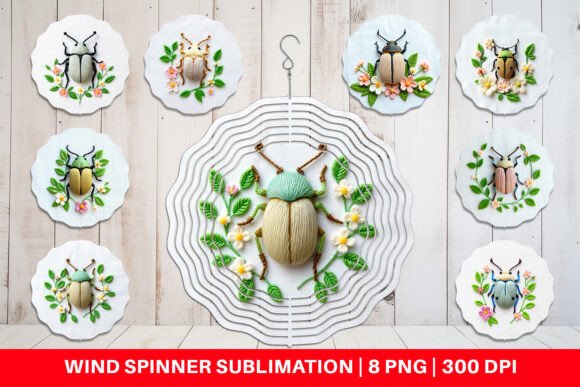 Wind Spinner Beetle Embroidery