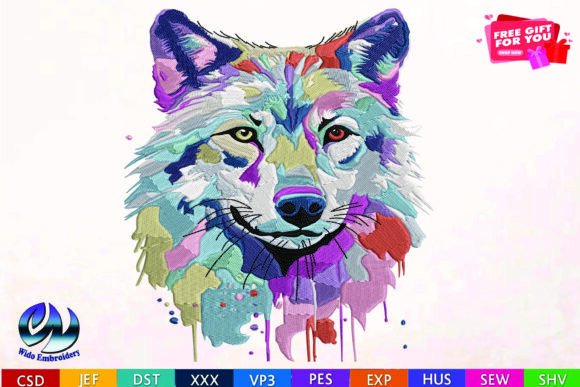 Wolf Machine Embroidery Design, 10 Format